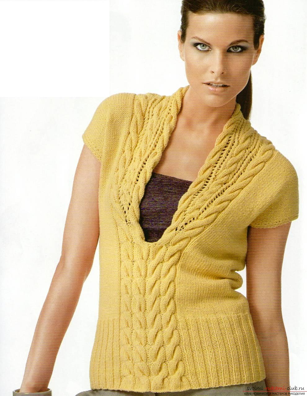 knitted sleeveless t-shirt for women. Photo №1