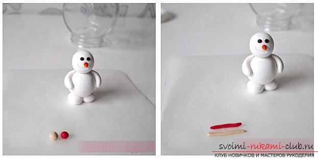 We make a snowman figure from polymer clay - a master class with our own hands. Photo №6