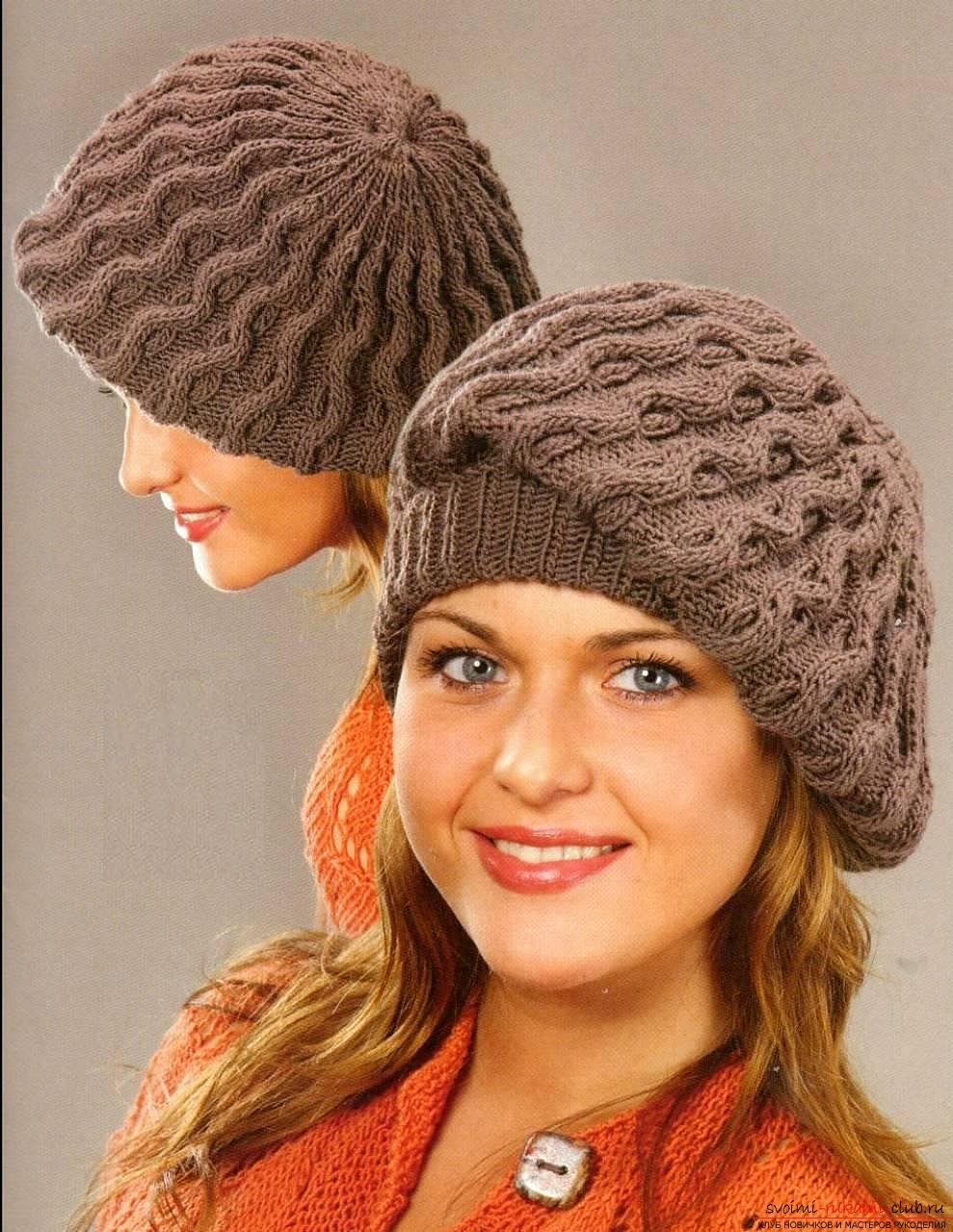 knitted needles universal female beret. Photo №1