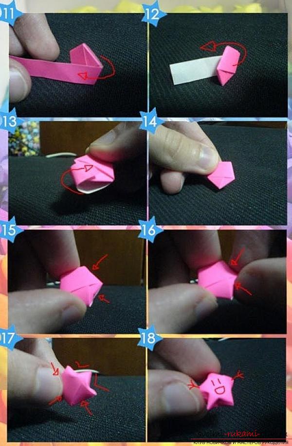Яскраві об'ємні зірочки з паперу орігамі. фото №3