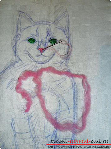 We embroider with a smooth beautiful red cat. Photo Number 9