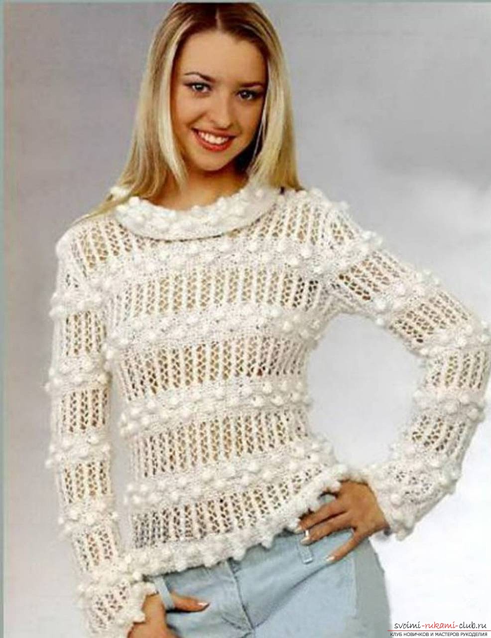 knitted knitting needles gentle pullover for women. Photo №5