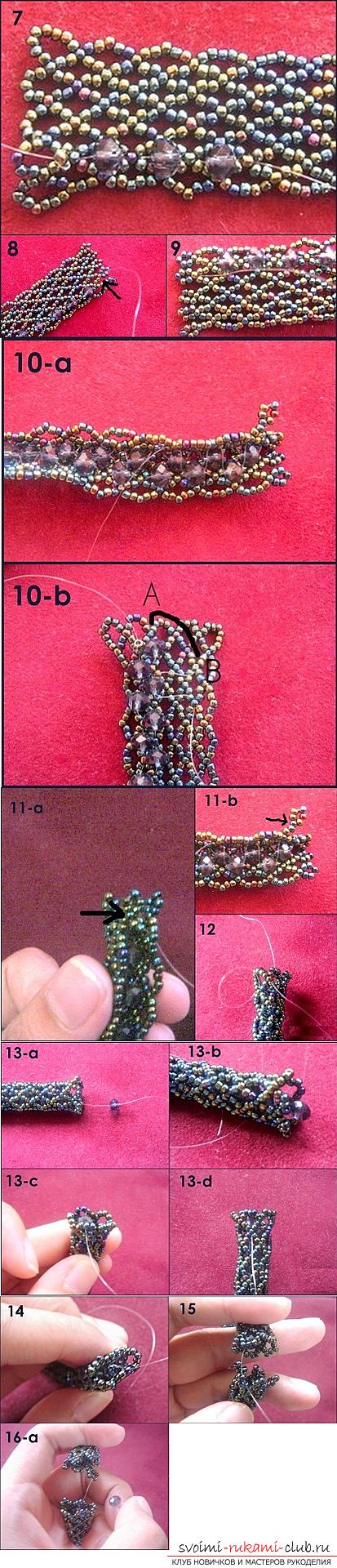 How to weave beautiful beads, detailed instructions, description and step-by-step photos for beginners in beadwork. Photo Number 11