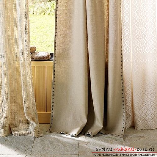 Photo examples of tailoring original curtains made of flax. Photo №1