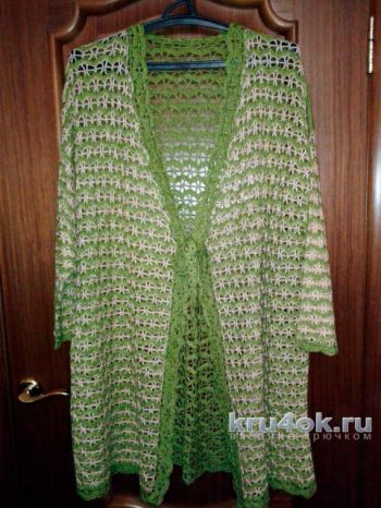Fishnet cardigan crochet. The work of Flanden Tatiana