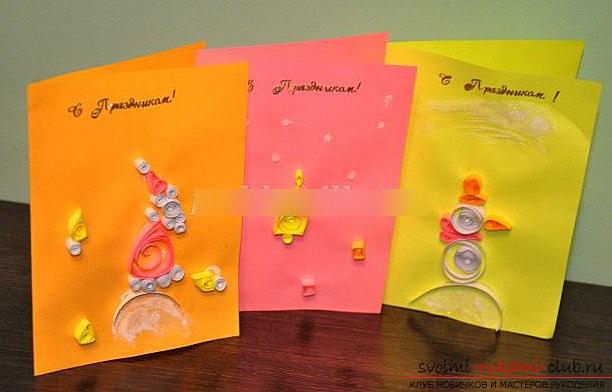 Christmas card for children in quilling technique - with their own hands. Photo # 2