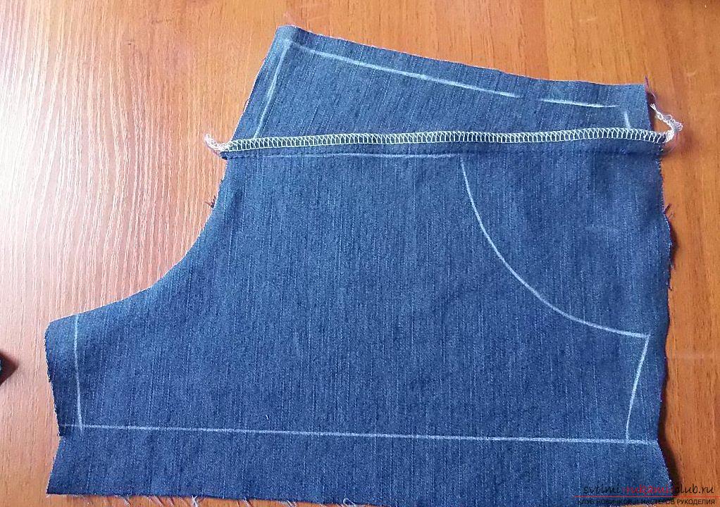 Sewing jeans shorts. Photo №26