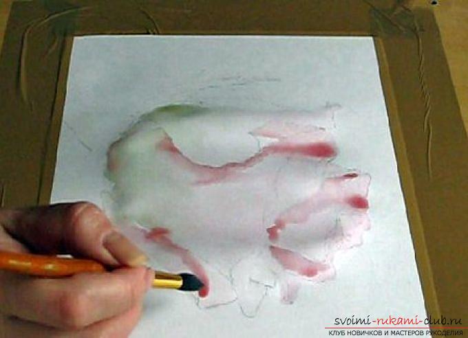 Step by step drawing with watercolor roses. Photo # 2