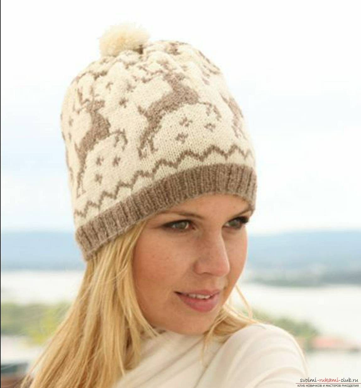 knitted needles original spring hat for women. Photo # 2