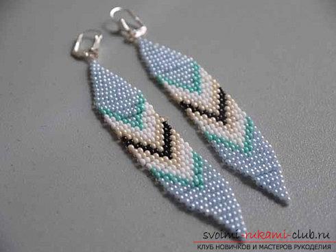 Several master classes on weaving earrings from beads, step-by-step photos and description .. Photo number 15
