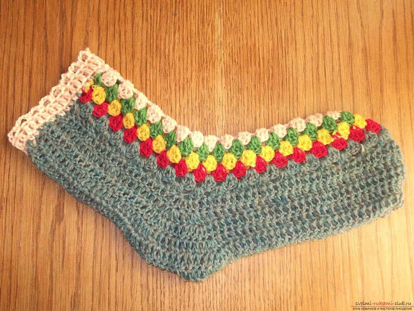 crocheted beautiful home-made socks. Photo # 2