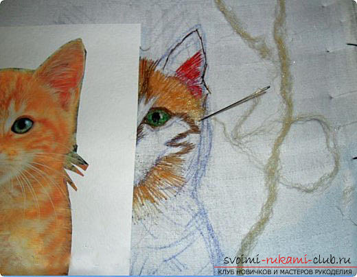 We embroider with a smooth beautiful red cat. Picture №10