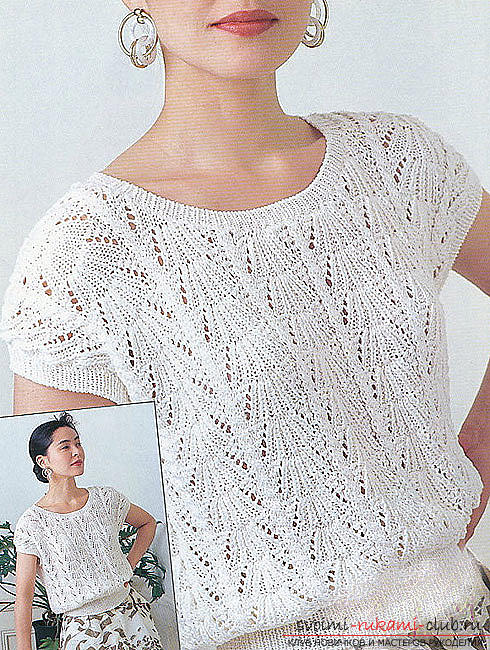 An interesting scheme knitting an openwork sweater with knitting needles. Photo №5