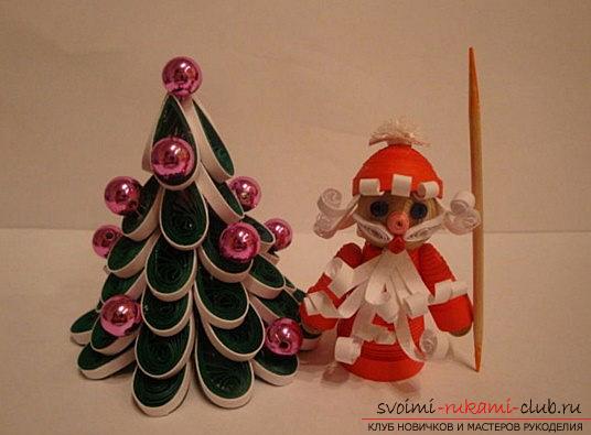 Creation of an artwork by Santa Claus and herringbone by her own hands - a master class of quilling. Photo №7