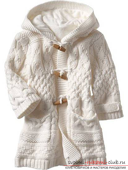 knitted on knitting needles autumn coat for a girl. Photo №1