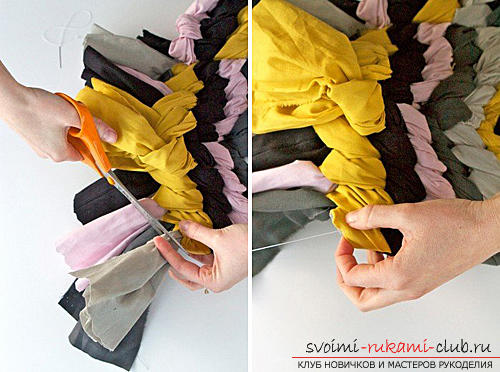 Unusual interior items, how to make a bright mat of knots with your own hands, tips, step-by-step instruction .. Photo # 4
