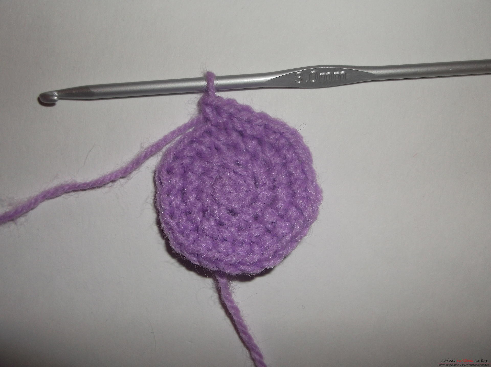 A lesson on crochet crochet lilac poppy. Photo №1