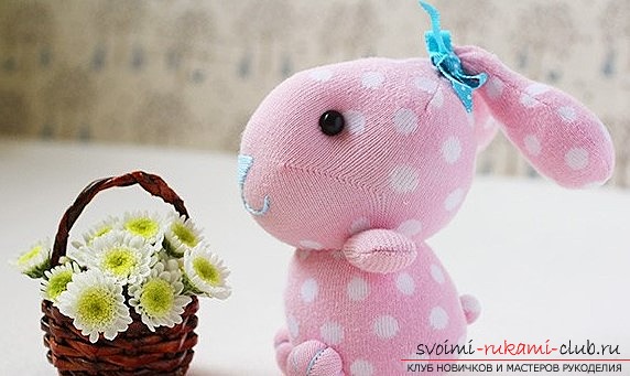 Toys from a sock, a bunny from a sock the hands. Photo-lessons and tips .. Picture №3