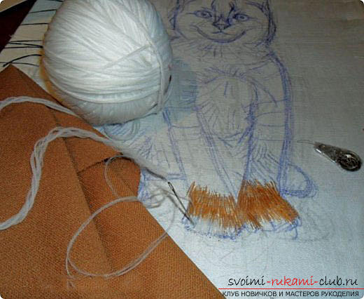 We embroider with a smooth beautiful red cat. Photo №7