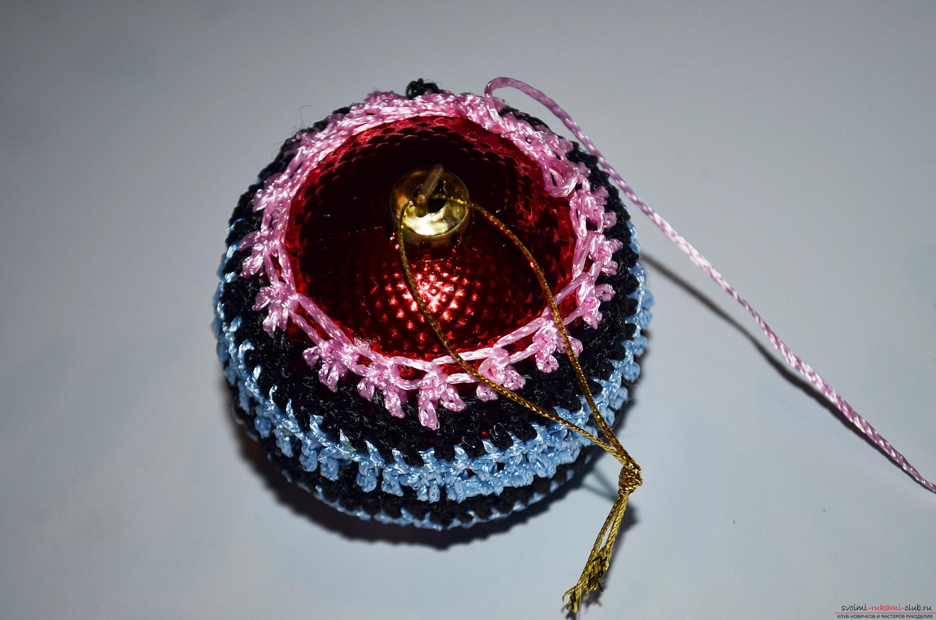Photo to a lesson on knitting a ball on a Christmas tree crochet. Photo Number 9