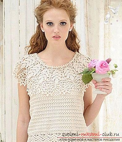 Knitting blouses with a coquette - crochet work, a scheme and a master class. Picture №3