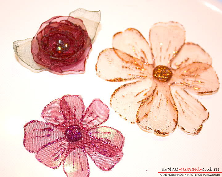bright and airy organza, flowers from organza with their own hands. Photo №6