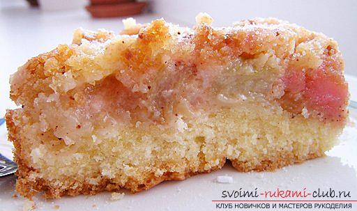 A quick pie recipe with rhubarb, a bake of a cake and photos. Photo №1