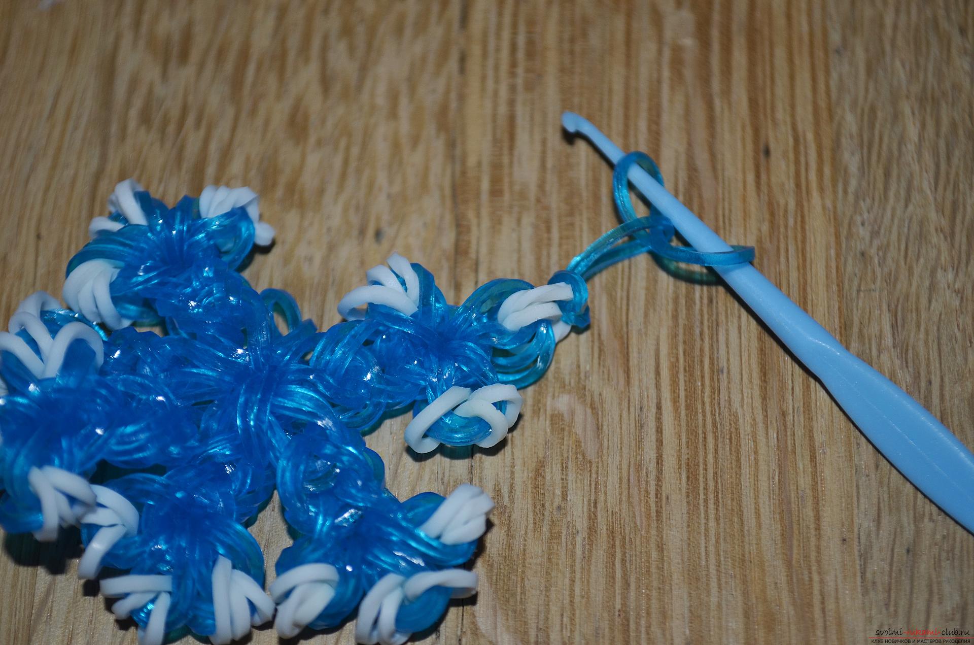 Photo for a lesson on weaving snowflakes from rubber bands. Photo # 24
