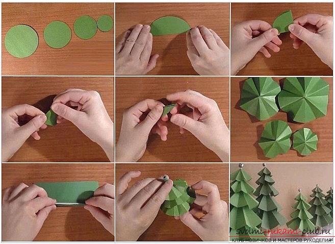 Origami, uma simples árvore de papel de Natal com suas próprias mãos