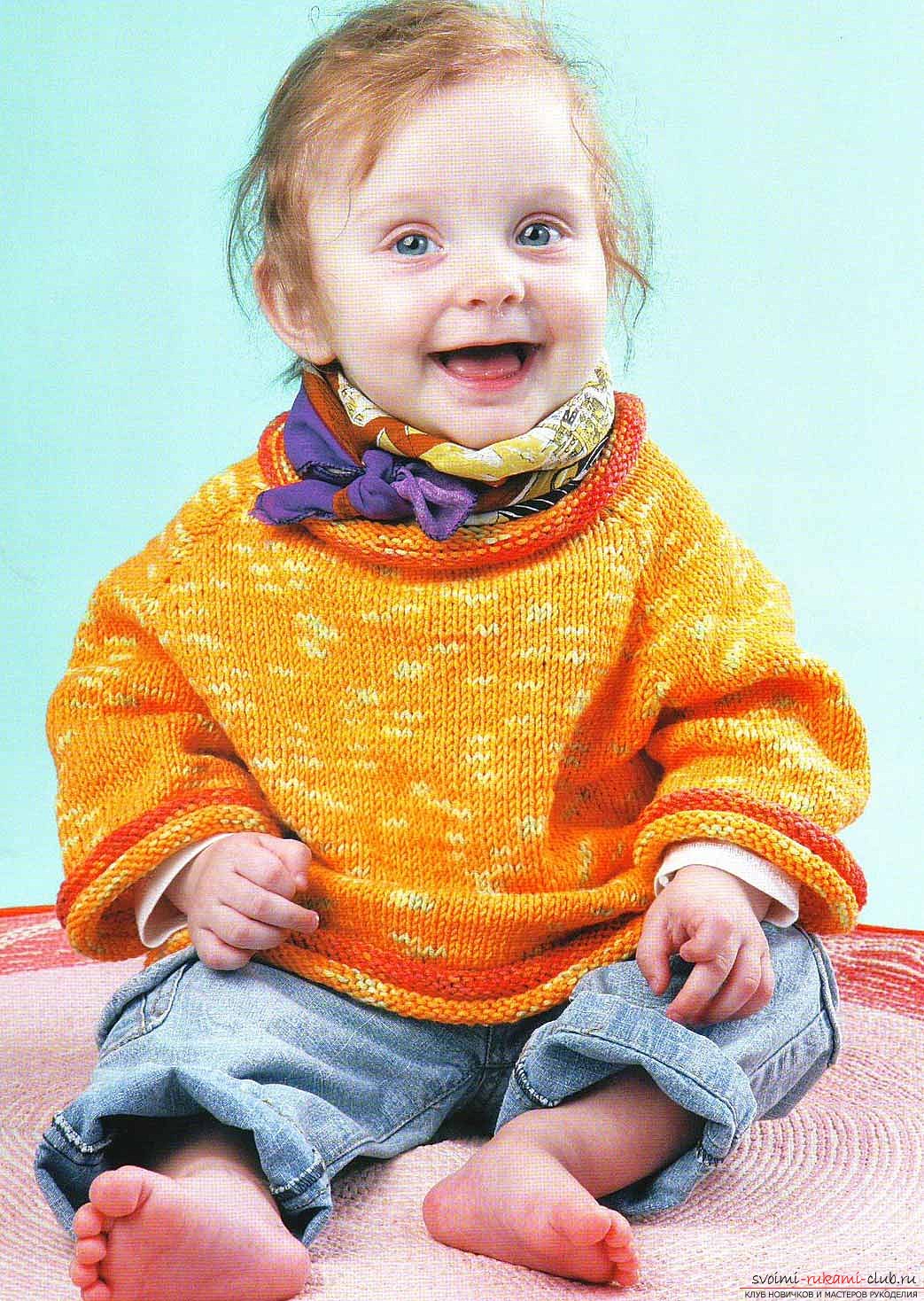 children's sweater with knitting needles. Photo # 2
