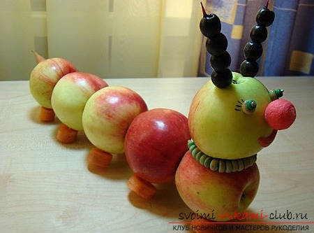 Autumn crafts from vegetables and fruits. Photo Number 43