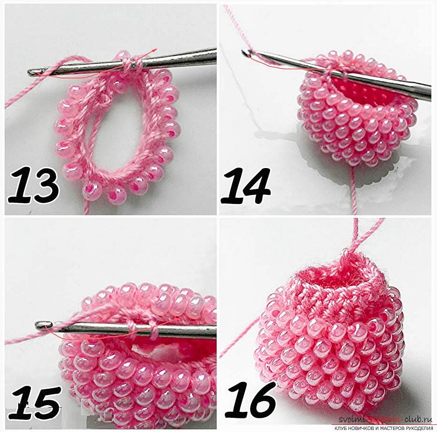 How to create a tourniquet from beads, different techniques of weaving and knitting of plaits, step-by-step photos and a detailed description of the work. Photo number 16