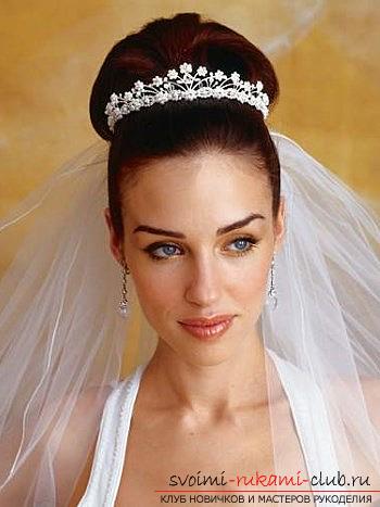 Tips for doing hairstyles with a wedding veil for your own hands. Photo # 2