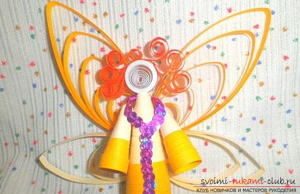 New Year's angel in a special technique of quilling with his own hands - a master class. Photo №5