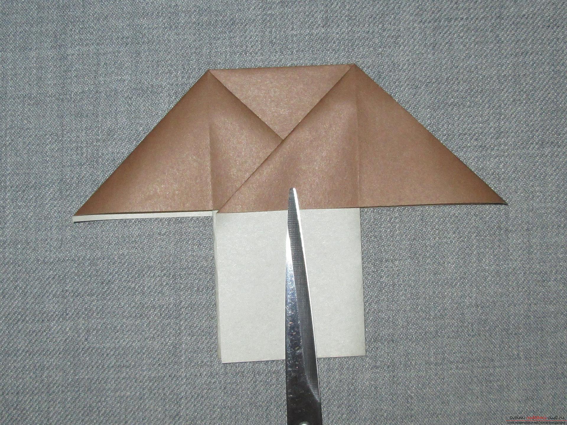 This detailed workshop of origami for children of 8 years will teach how to make an origami-mushroom from paper .. Photo # 7