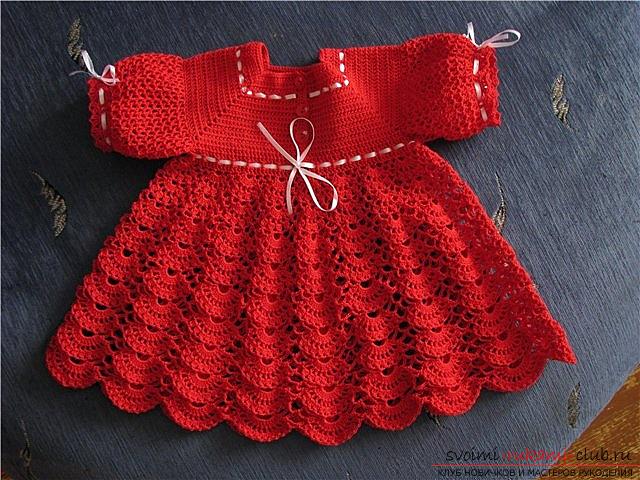 Как да вратовръзка красива рокля за малки момичета със собствени ръце плетене на една кука, очертание, описание, снимка .. Снимка # 5