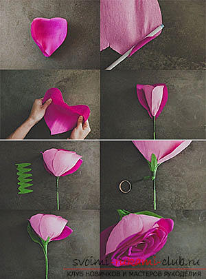 Квіти своїми руками, як зробити квітку з паперу своїми руками, квіти з гофрованого паперу, поради, рекомендації, покрокова інструкція виконання .. Фото №8