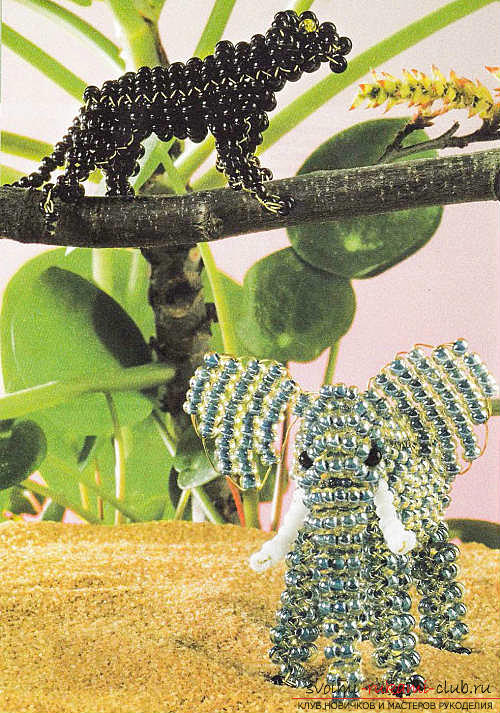 Detailed schemes of weaving exotic animals from beads, photo of finished products .. Photo # 8