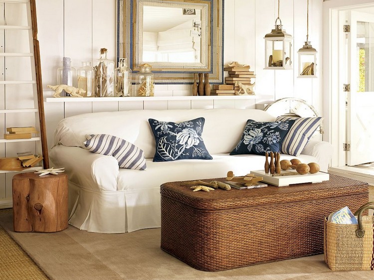 Large wicker chests and small baskets will decorate the living room