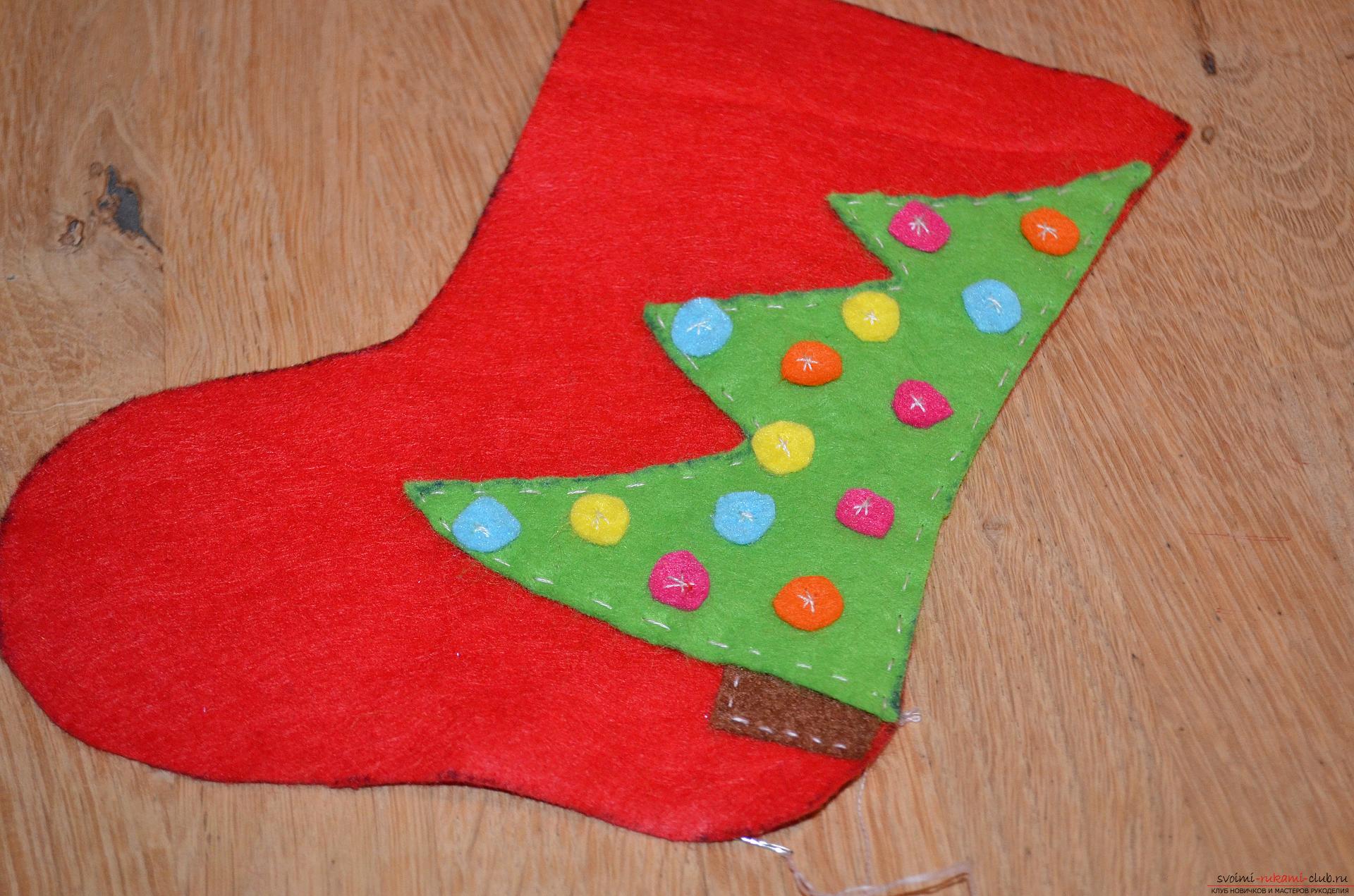 A lesson on making a Christmas boot made of felt with your own hands. Picture №10