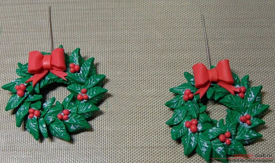 Earrings made of polymer clay for the new year - a technique for modeling polymer clay. Photo №5