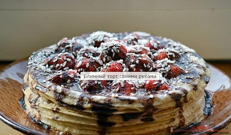 A cake of pancakes with your own hands, a cake without baking according to a simple recipe. Photo №1