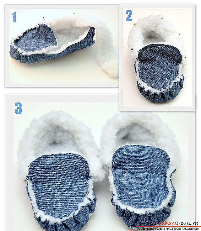 A pattern of children's fur slippers made of sheepskin. Photo №4