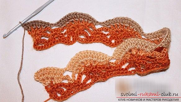 Crochet lessons of scarf snud - knitting patterns for beginners. Photo №7
