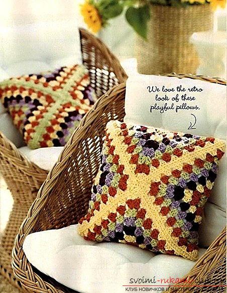 How to tie a pillow crochet, charts and a detailed description of the work, photos of finished products .. Photo # 3