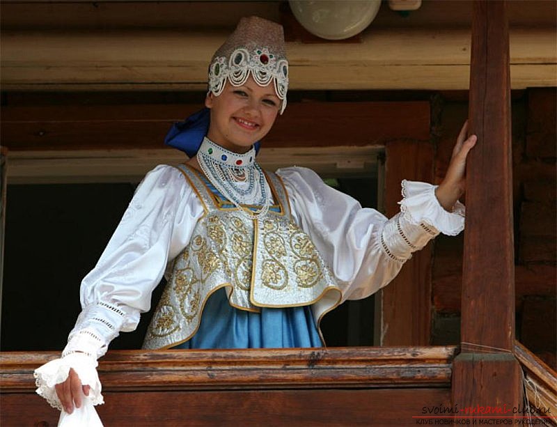 How to sew an integral element of the traditional Russian costume shower. Professional pattern moonstone. Photo №1