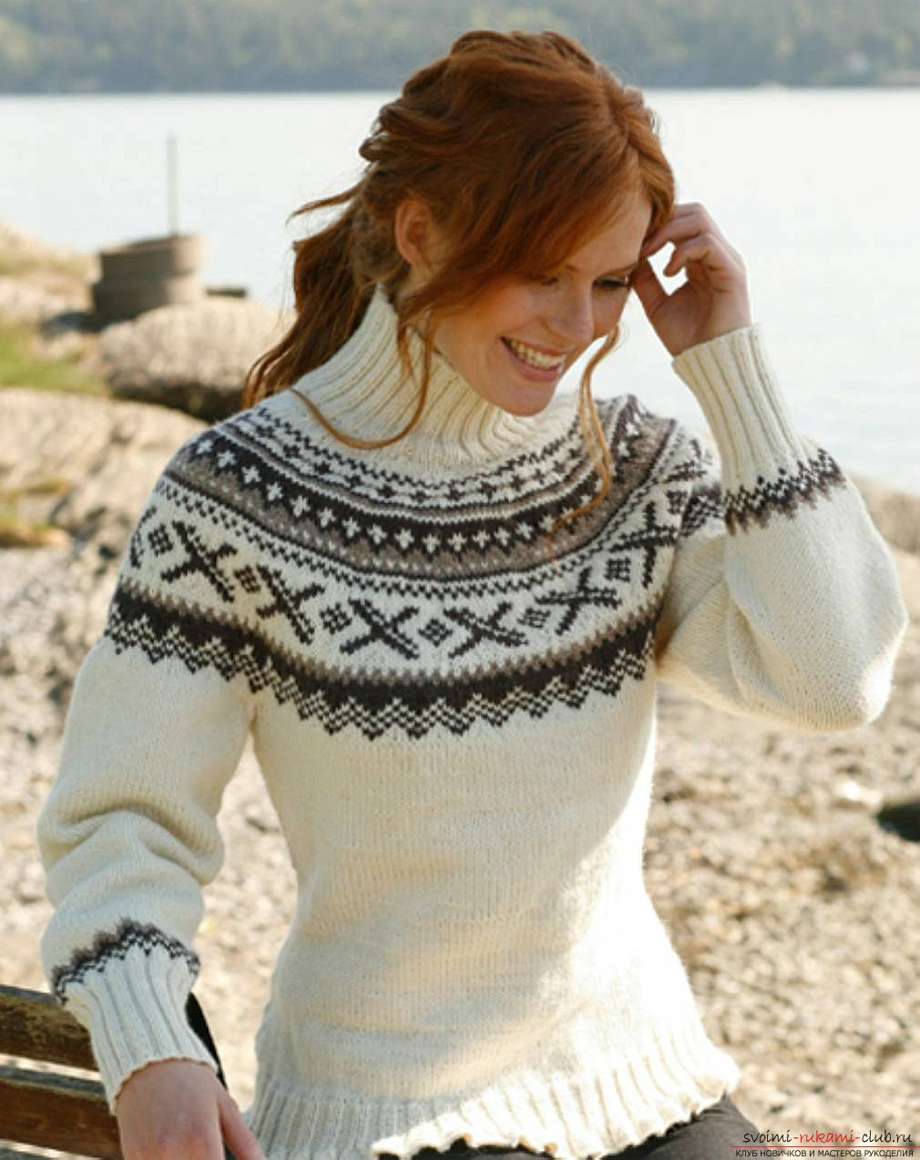 knitted knitting sweater with a Norwegian pattern. Photo №1