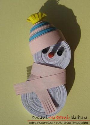 New Year's Craft, handgemaakte artikelen voor kinderen van papier met hun eigen handen, hoe maak je een sneeuwpop van papier, gratis masterclasses .. Foto # 1