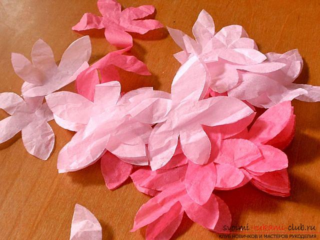 Kvety s vlastnými rukami, ako vytvoriť kvetinu papiera s vlastnými rukami, kvety z vlnitého papiera, tipy, odporúčania, krok za krokom pokyny k vykonaniu .. Foto č. 4