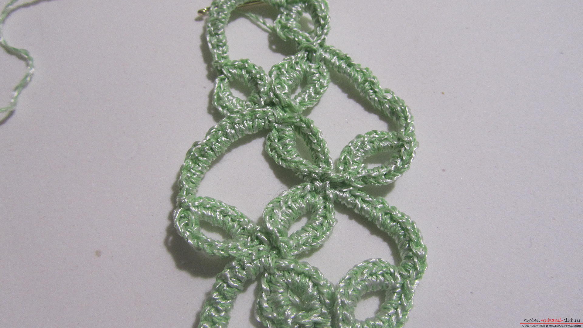 This master class will tell you how to create a crocheted knitted braid in the technique of ribbon lace. Picture №30